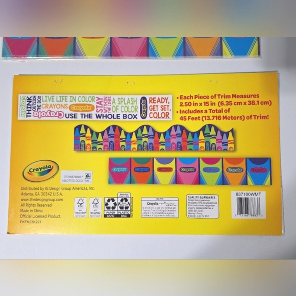 ๐NEW Crayola Assorted Deco Trim - Colorful Wall Decor (3 Packs) - Picture 6 of 8